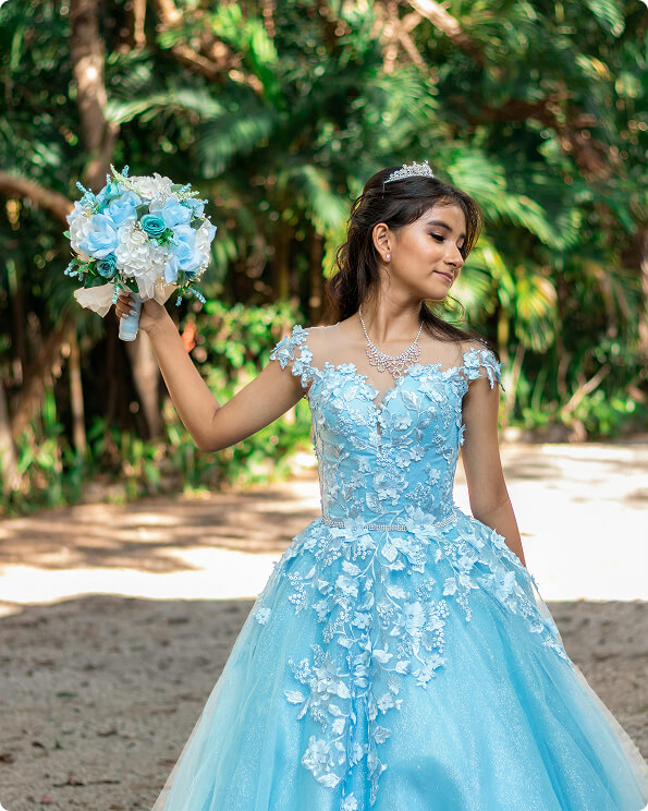 Woman-in-a-blue-dress